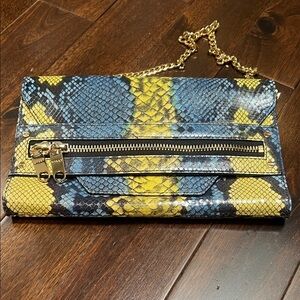 Milky Snake Print Clutch with Chain Strap